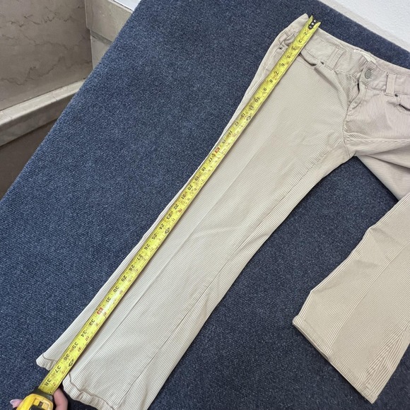 Michael Michael Kors Pants Womens 8 Beige Pinstripe Bootcut Zip Pocket Flap Back - Picture 6 of 7
